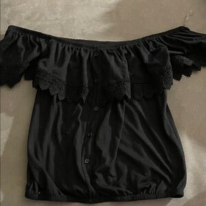 No Boundaries Black Off-Shoulder Blouse
